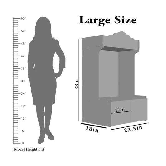 HomScape Om Chakra Floor Temple with Spacious Wooden Shelf Inbuilt Focus Light White Finish, 38 inch, 57 cm