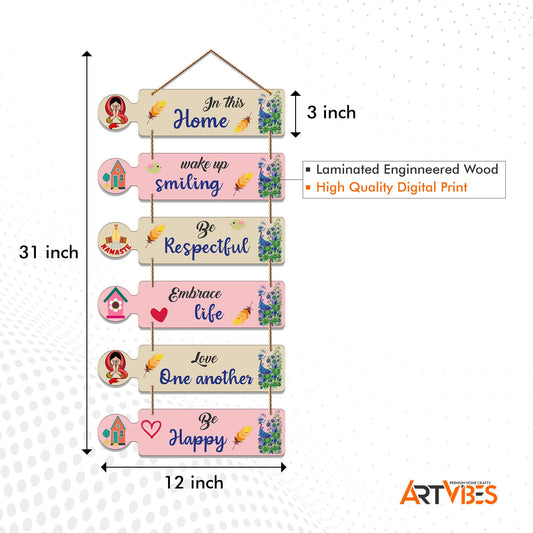 Artvibes Wood Home Quotes Decorative Wall Hanging For Living Room | Bedroom | Home Decor | Gifts Item | Wall Hangings For Home Decoration (Wh_6006N)