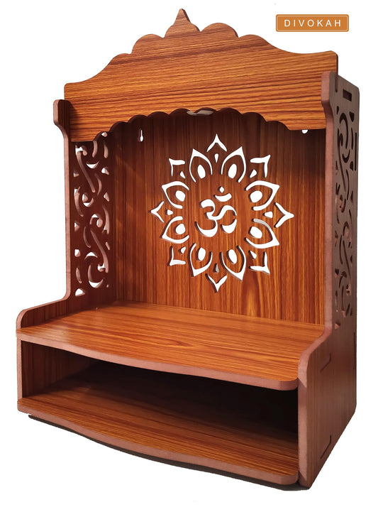 DIVOKAH Beautiful Wooden Pooja Mandir For Home/Temple For Home And Office/Puja Mandir/Puja Stand/Pooja Mandapam With Led Spot Light (8 Mm Plywood Thickness) (Wdn Led Omflv)