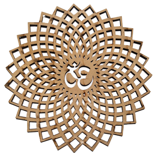 My Dream Carts 15x15cm Golden Om Round Decorative Wall Art Mdf Wooden Om Chakra For Temple, Living Room, Bedroom, Office, Hotel, Home Decor Items, Gift Item, Mandala Wall Hanging For House Decoration