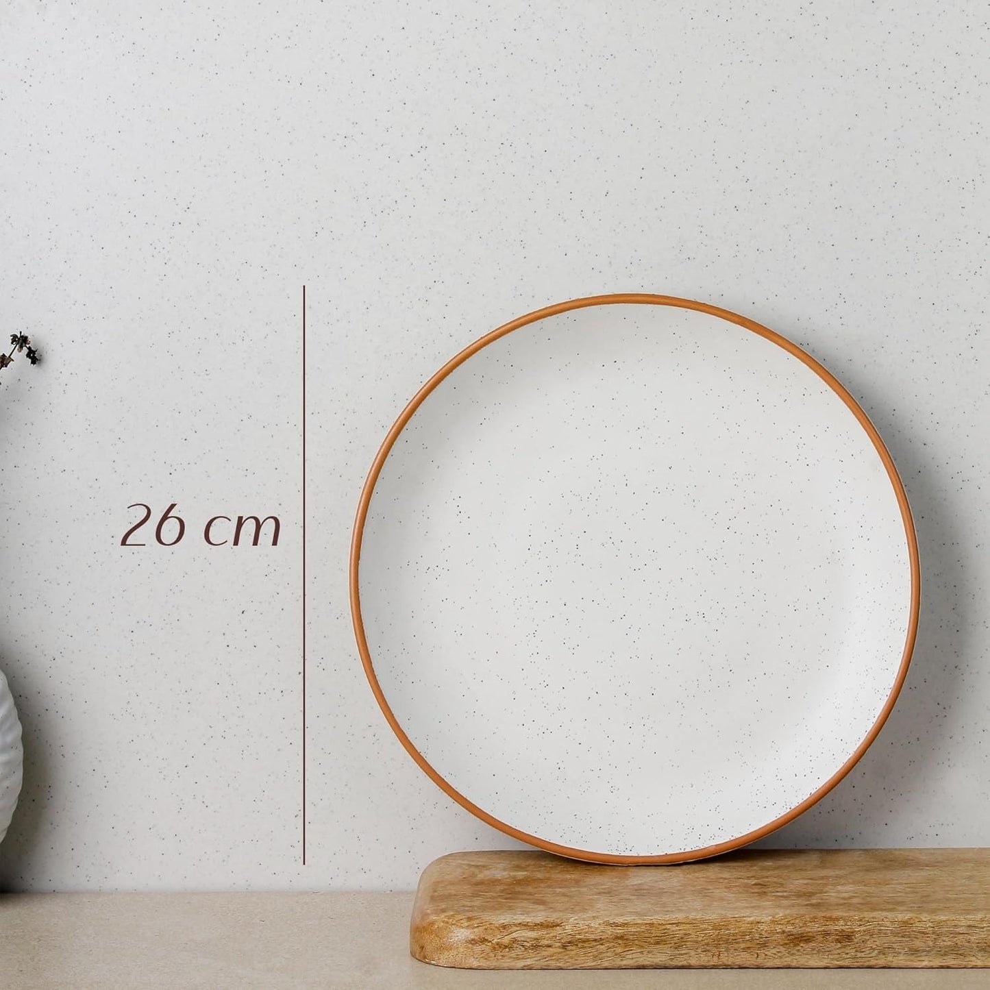 The Earth Store Handcrafted White Matte Brown Ceramic Dinner Set